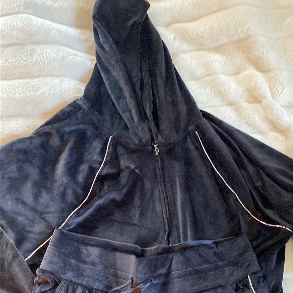 Victoria secret velour set has rhinestones down the sides